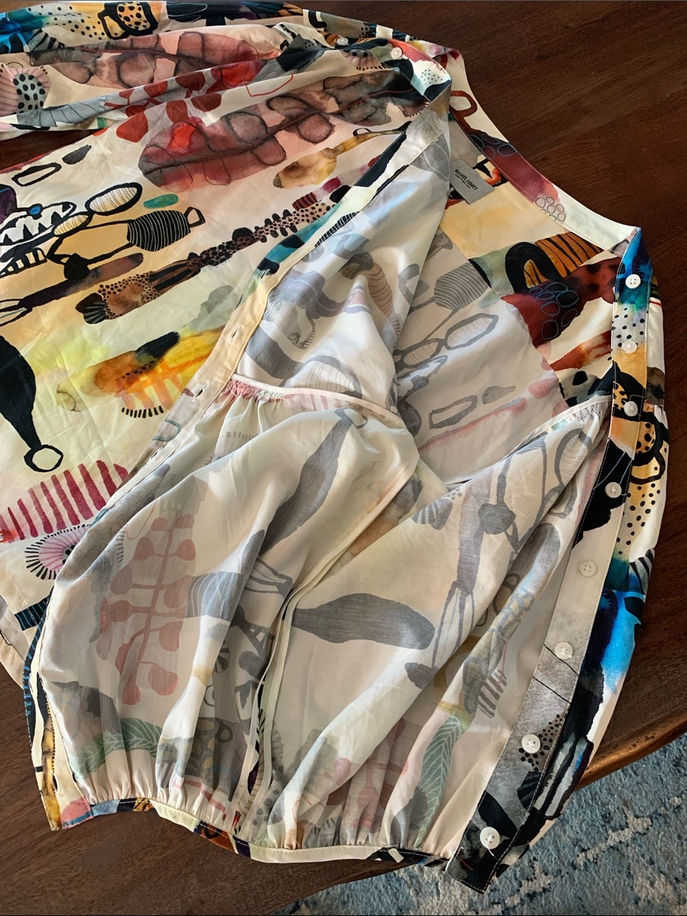 Rachel Comey “Whisk” Abstract Silk/Cotton Watercolour Blouse, Sz M-L - Picture 9 of 13